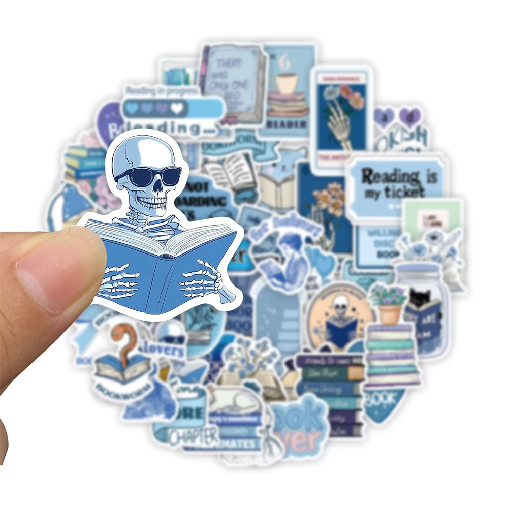 

10/30/50pcs Cute Cartoon Blue Bookish Stickers Reading Book Aesthetic Decals DIY Luggage Phone Laptop Creative Sticker Packing