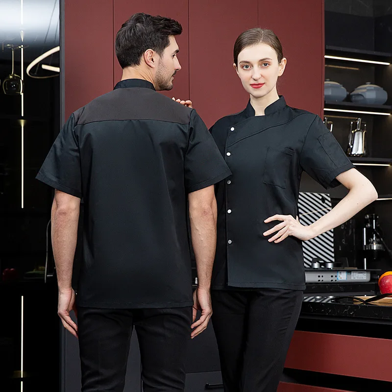 Verão ambos os macacões sexeschef hotel catering profissional cozinha equipamento cozinhar uniforme loja de bolo panela quente restaurante roupas de trabalho