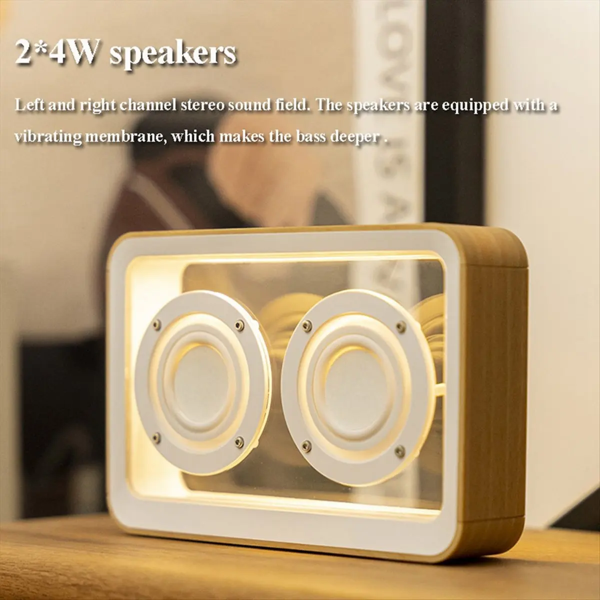 Retro Bluetooth Speaker Transprent TWS Connection Stereo Bluetooth Soundbar Wireless MP3 Music Player with Night Light B