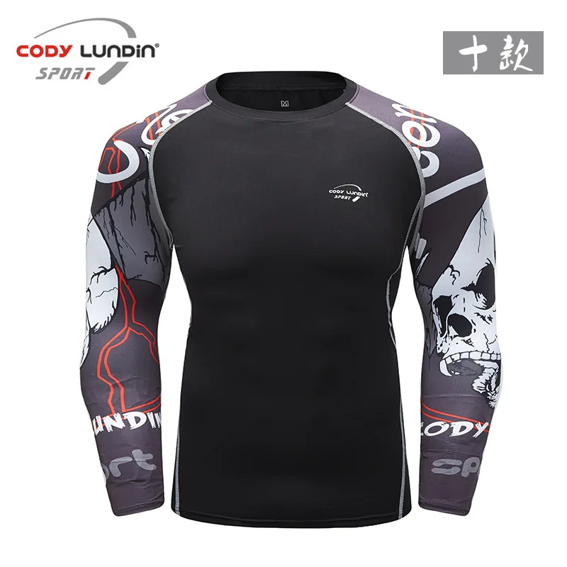 Quick Dry MMA Boxing Rashgard Running Shirt Men Long Sleeve Compression Shirt Gym T Shirts Sport Basketball Jersey Fitness Top