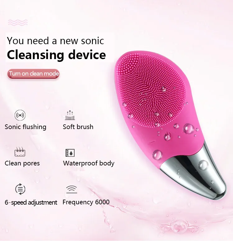 Mini Electric Face Washer Cleanser Silicone Facial Cleanser Waterproof Rechargeable Ultrasonic Pore Facial Cleaner