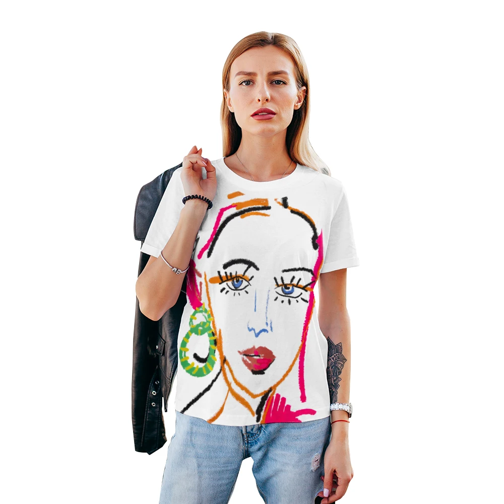 2024 Summer Casual Women's T-shirt, Female ​Design Fashion Crew Neck Short Sleeve Tops Girls' Harajuku Style Tee emo T-shirt
