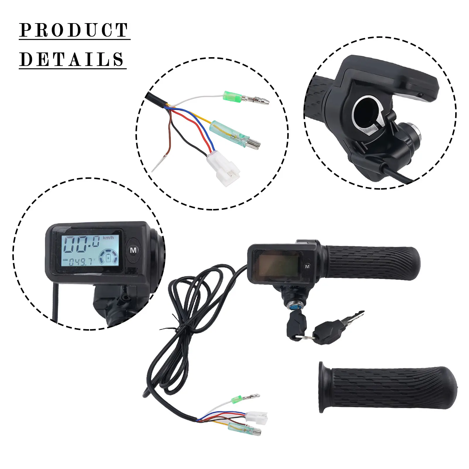 E-Bike Throttle Grip LCD Display Speed Controller 36-60V 6/8pin Interface Battery Level Display Knob E-Bicycle Grips Accessories