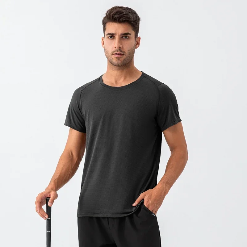 

al yoga Summer men's round neck loose sports T-shirt perspiration quick drying breathable fitness short sleeve running top