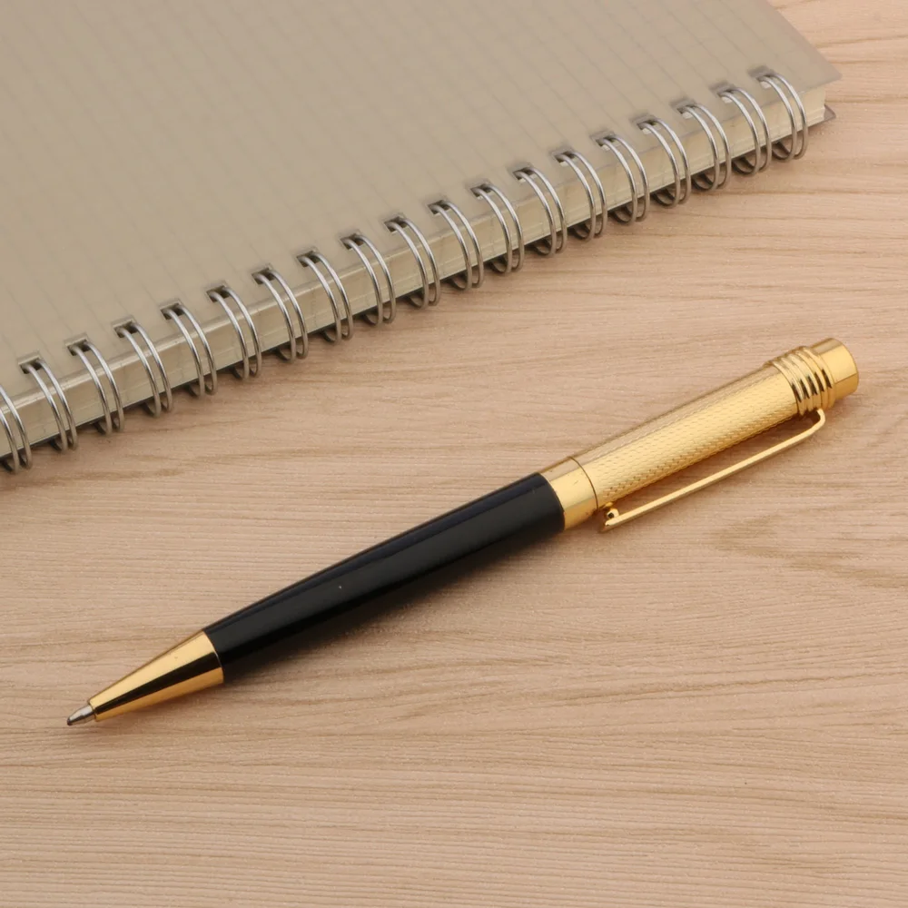 office pen golden With Black Raised Grain metal BallPoint Pen Student Stationery Office Supplies