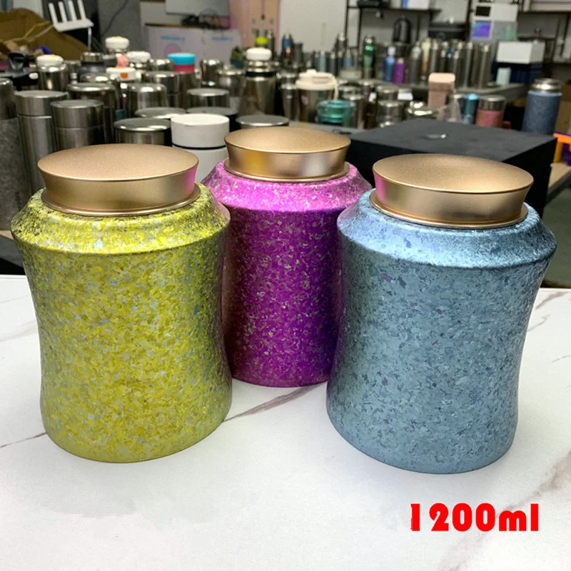 

1200ML 40OZ Titanium Storage Jar, Air Tight Freshness Ti Metal Lightweight Large Capacity Tea Tank