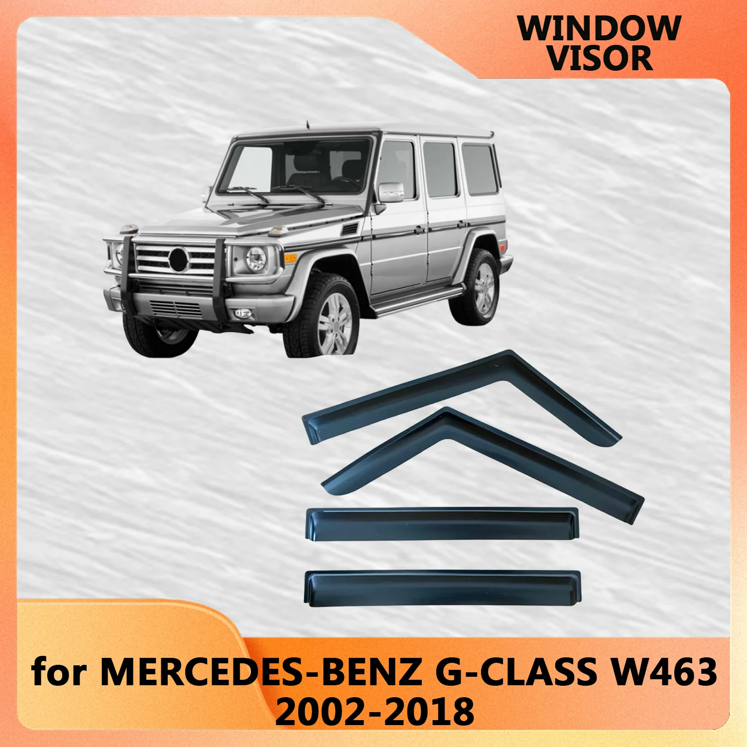 

Дефлекторы окон (ветровики) для MERCEDES-BENZ G-CLASS W463 2002-2009, 2010-2018. Защита от дождя и ветра.