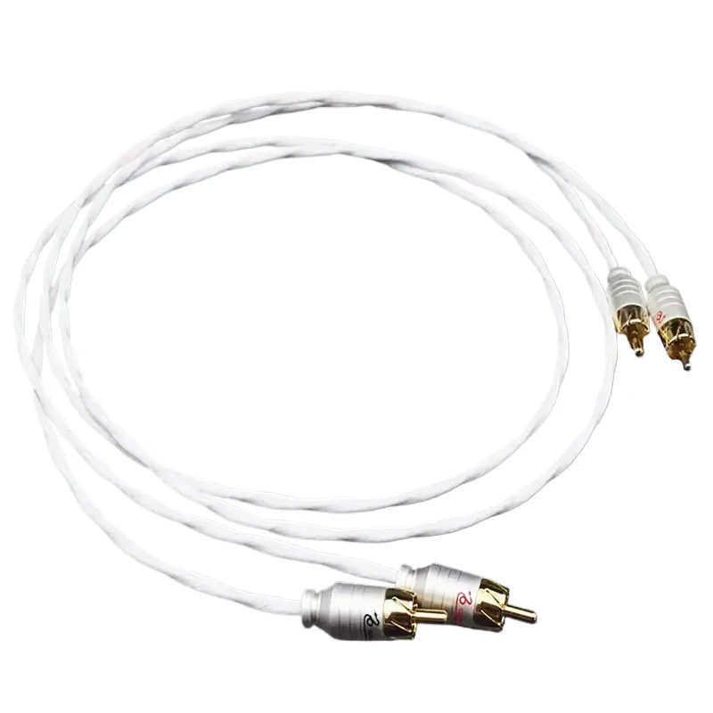 2 Core Copper Silver Plated RCA Cable 2RCA Male To 2RCA Male HiFi Audio Amplifier Signal Cable