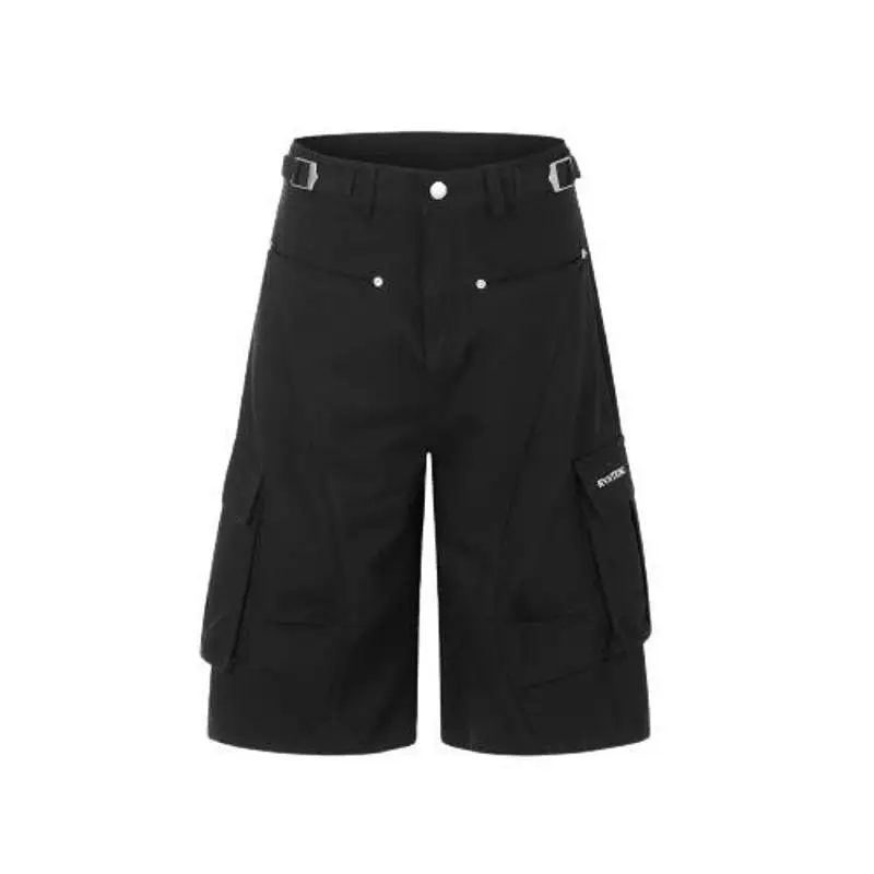 Mr. WH American Retro Design Multi-Pocket Wide Leg Shorts Men's Summer Street Loose Versatile Casual Pants Breathable Cotton