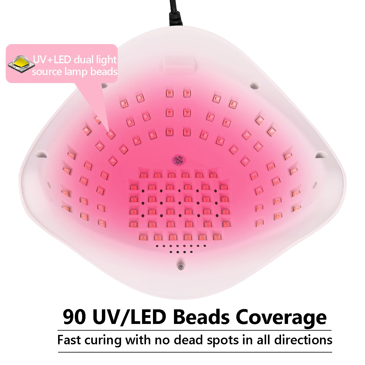 جديد المهنية 90 حبيبات مصباح مستديرة متفاوتة الأحجام الأشعة فوق البنفسجية/LED مجفف الأظافر مع شاشة عرض ، 4 أنواع من الوقت أدوات علاج جل سريع للأظافر