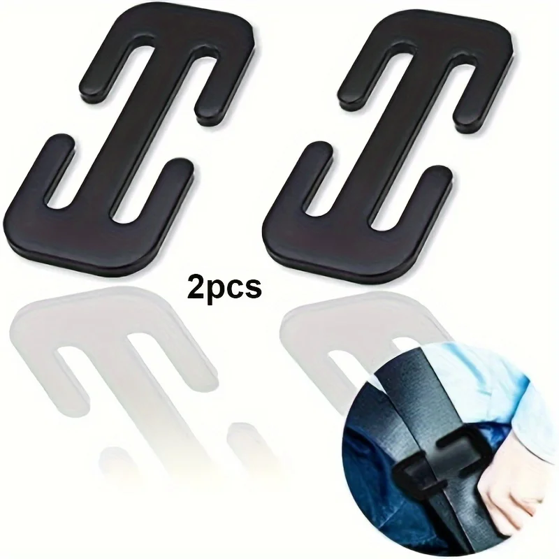 2-piece car seatbelt adjuster, E-shaped black seatbelt clip to prevent seatbelt chafing around the neck, suitable for all cars.