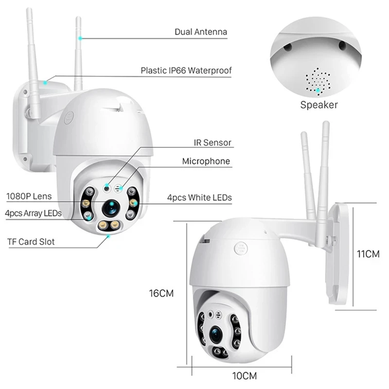 1080P Ptz Wifi Camera Outdoor 4X Digitale Zoom Ai Menselijk Detecteren Draadloze Camera Nachtzicht Auto Track Beveiliging Cctv ip Camera