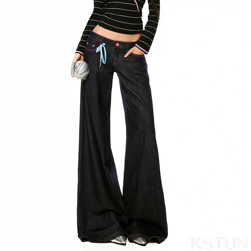 KSTUN 2026 Spring Women's Low Waist Wide Leg Jeans Boot Cut Original Denim Pants Streetwear Soft Lyocell Jeans Hot Girl Trousers