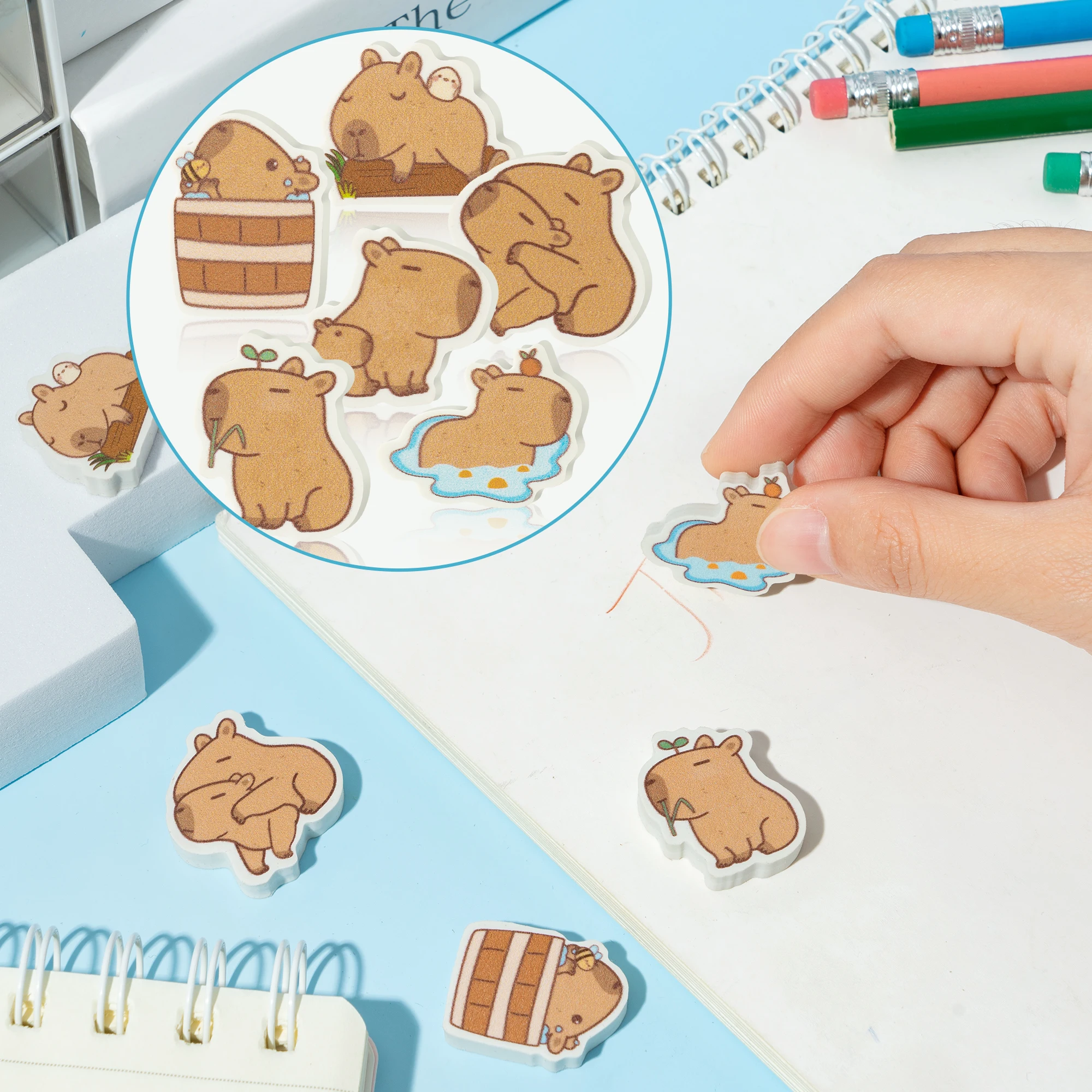 Eraser 60 sets of Capybara mini combination creative cartoon cute kindergarten stationery for primary school children reward