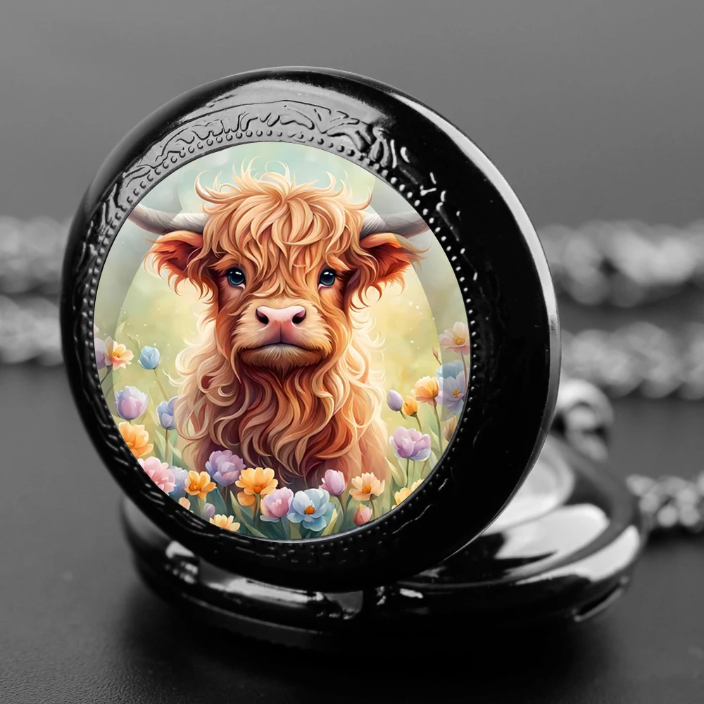 Creative Pathetic little lamb Design Quartz Pocket Watches for Women Men Watch Unique Pendant Clock Necklace Kids Jewelry Gifts