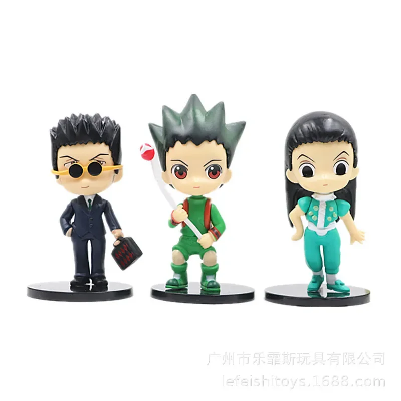 6 pçs/set Anime HUNTERxHUNTER Killua GON Q Versão postura de pé Figura de ação PVC Modelo Torcido Ovo Brinquedos Boneca Decoração de mesa Presente