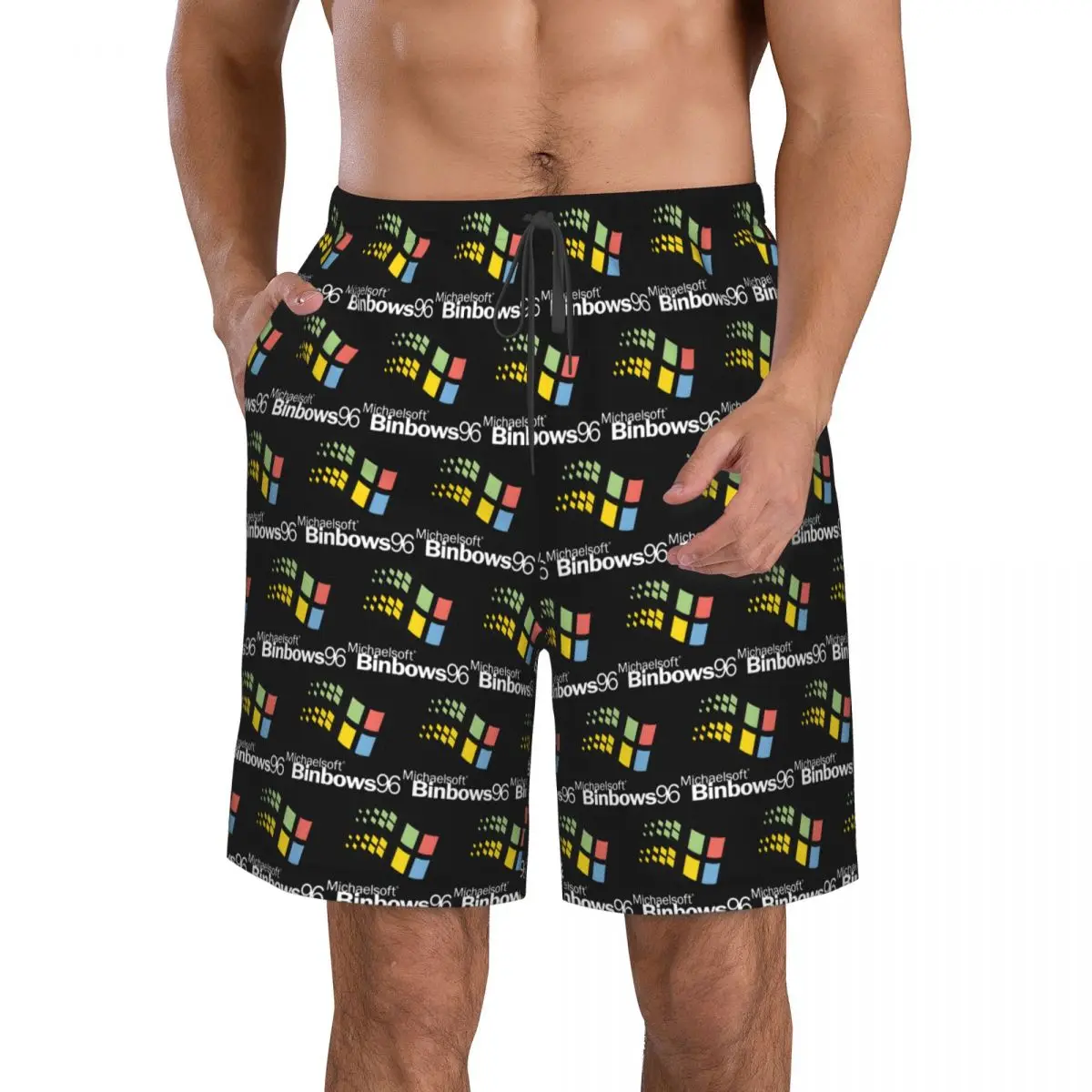 

Windows 95 Geeks Nerd Mesh Trunks Beach Board Shorts Casual Quick Dry Swim Summer Men Pants