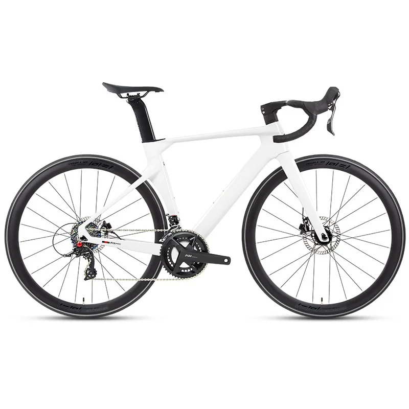 Quiet Disc Brake Carbon Fiber Road Bike with 24 Speeds & Aluminum Fork Full Internal Wiring Windbreaking Racing Bicycle