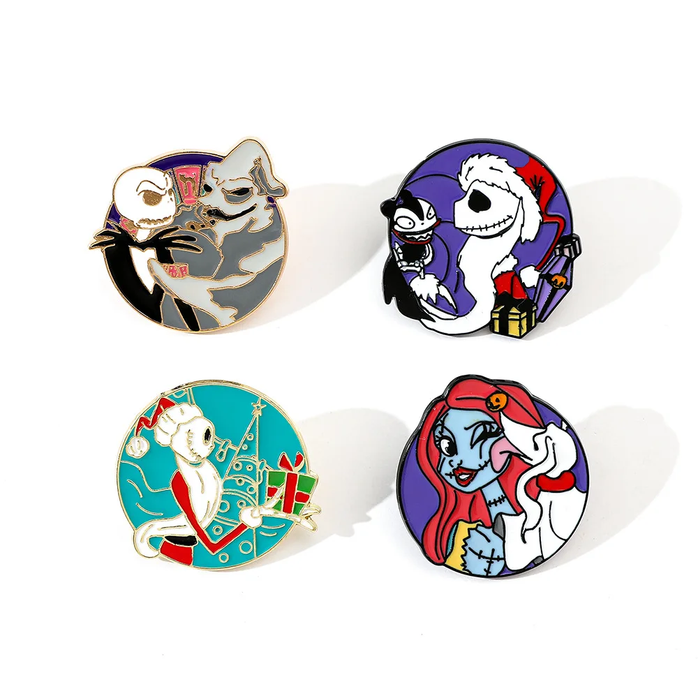 The Nightmare Before Christmas Enamel Pins Sally Jack Cartoon Brooch Badges for Women Man Hallowmas Backpack Pin Accessories