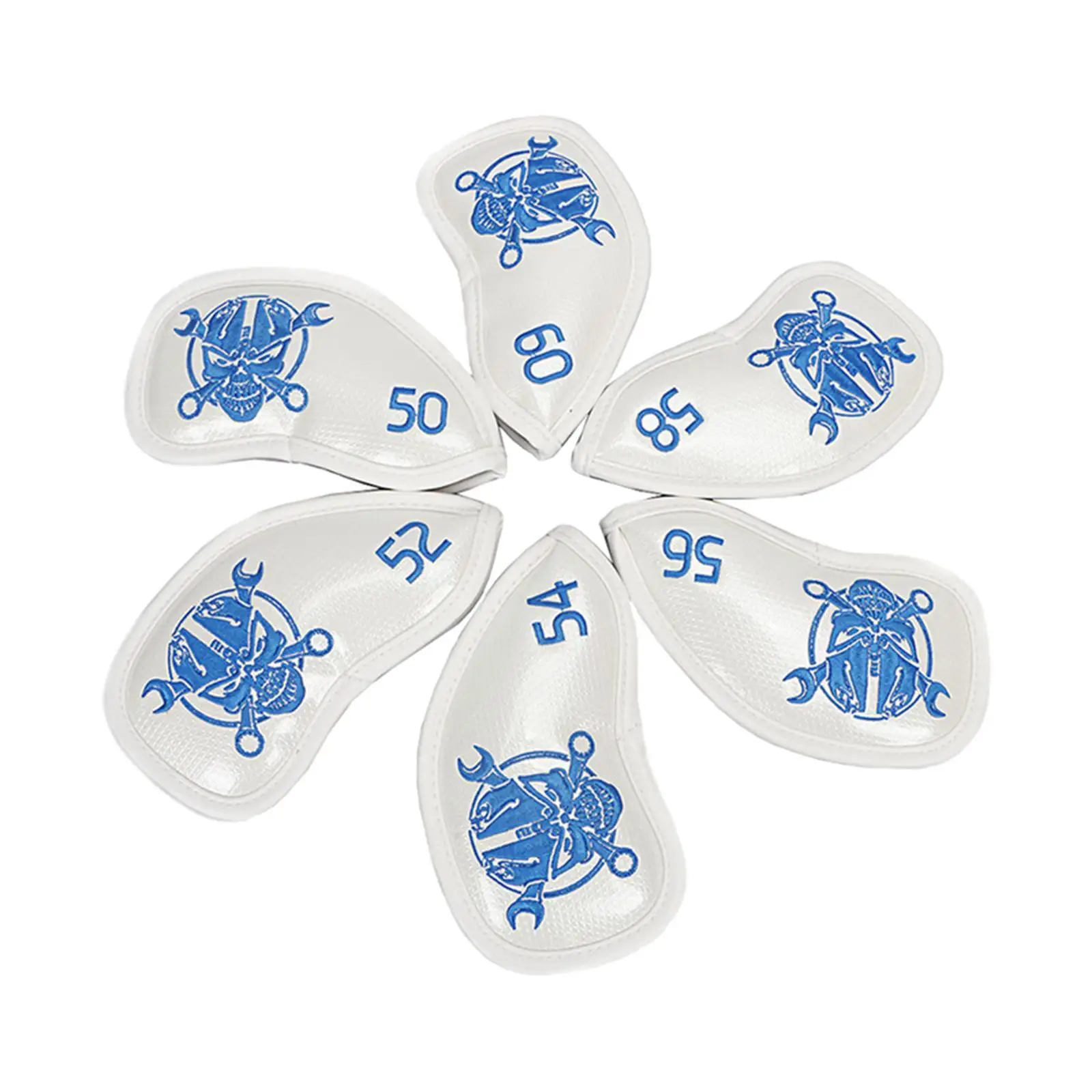 

6pcs Durable PU Golf Iron Headcover Skull Pattern Identification Number Unisex Club Head Covers Non-slip Accessories