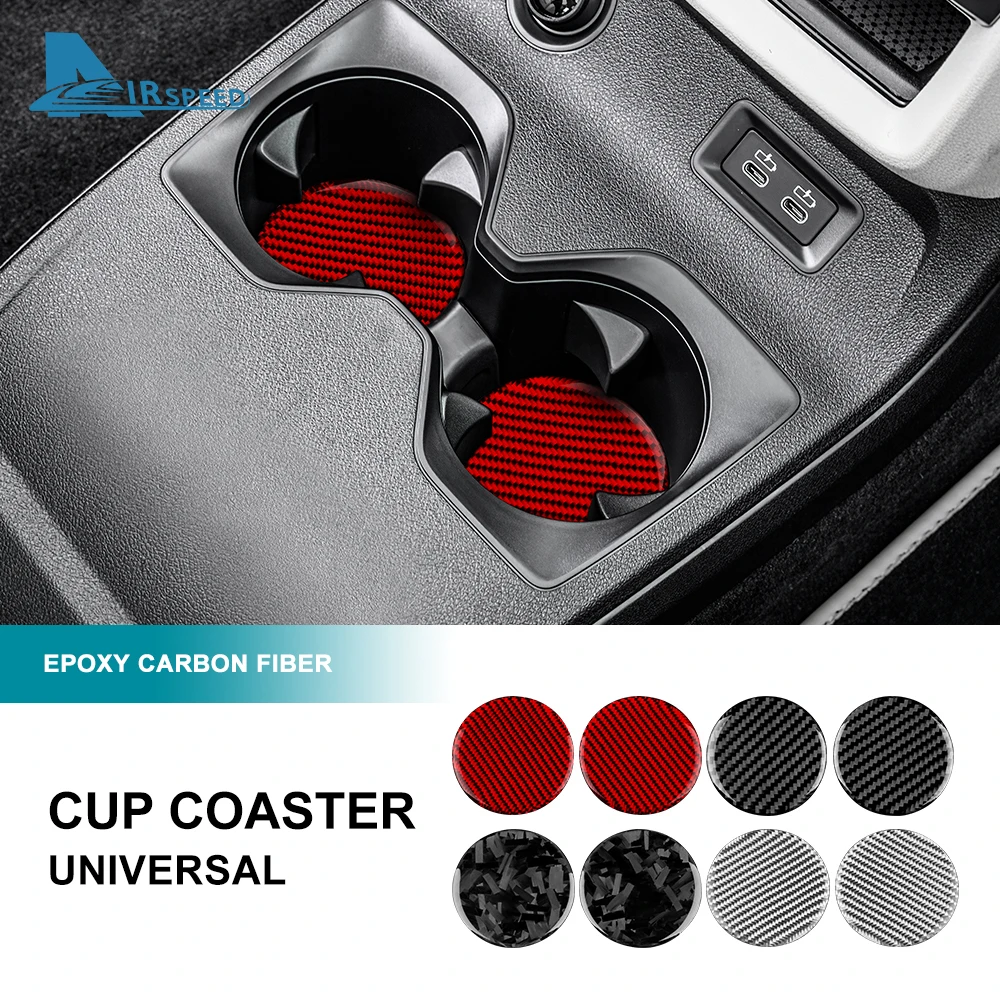 Real Soft Carbon Fiber Sticker For Fiat 500 Abarth 595 Water Cup Mat For Renault Foor Dodge SRT RAM DEMON For Jaguar Universal