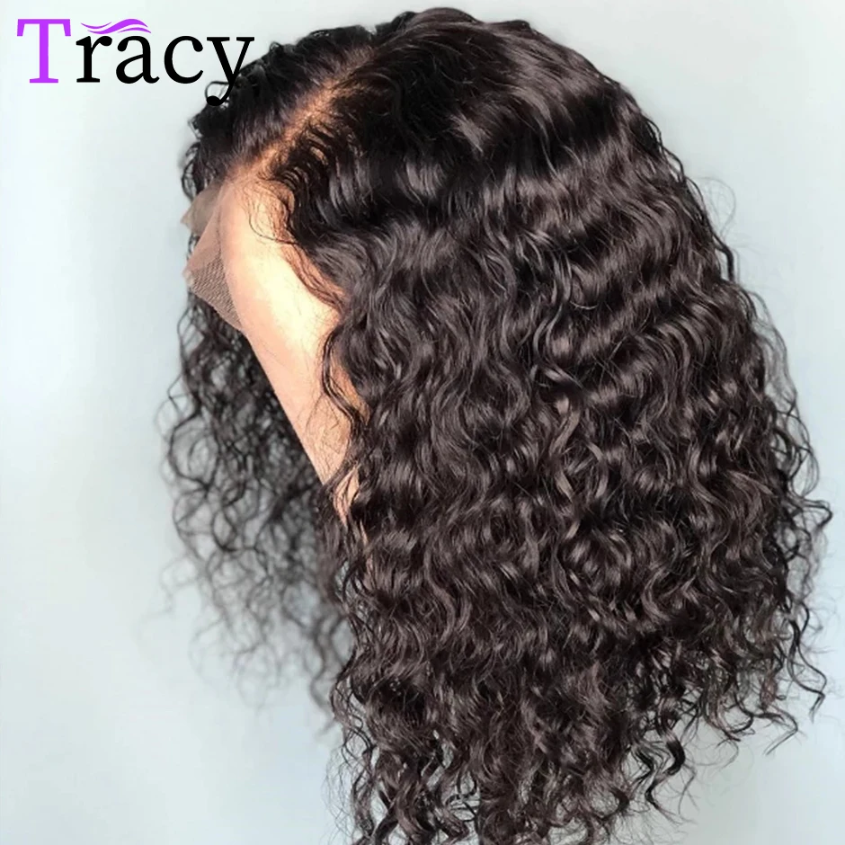 TRACY HAIR Water Wave Bob parrucca 13x4 anteriore in pizzo parrucche per capelli umani parrucca corta Bob parrucche per capelli umani Pre-pizzicate