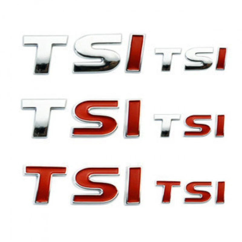 3d Metal Chrome Red Car Letters TSI Logo Rear Trunk Emblem Badge TSI Sticker Accessories