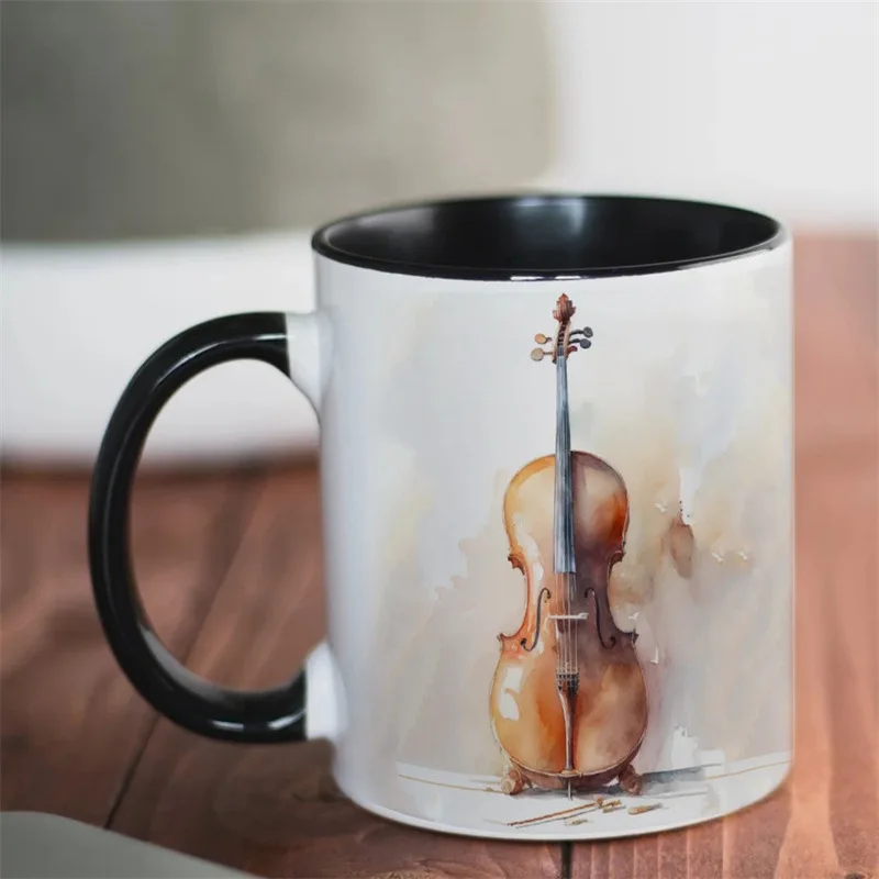Cross-border new trendy personalized musical instruments I am playing guitar and violin trendy personalized home ceramic coffee