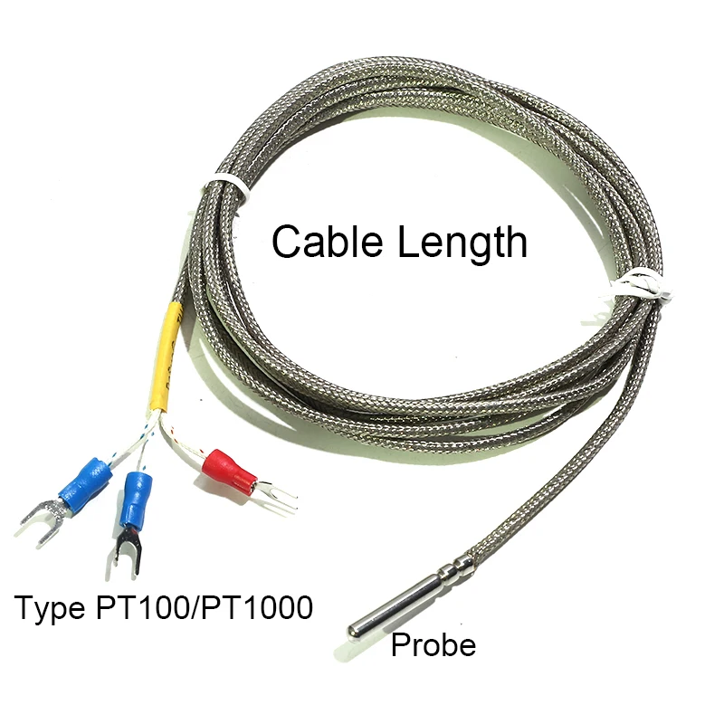 1PC Type PT100/PT1000/K Thermocouple 0.5M/1M/2M/3M/5M/10M High Temperature Probe Platinum Thermal Resistance 450℃