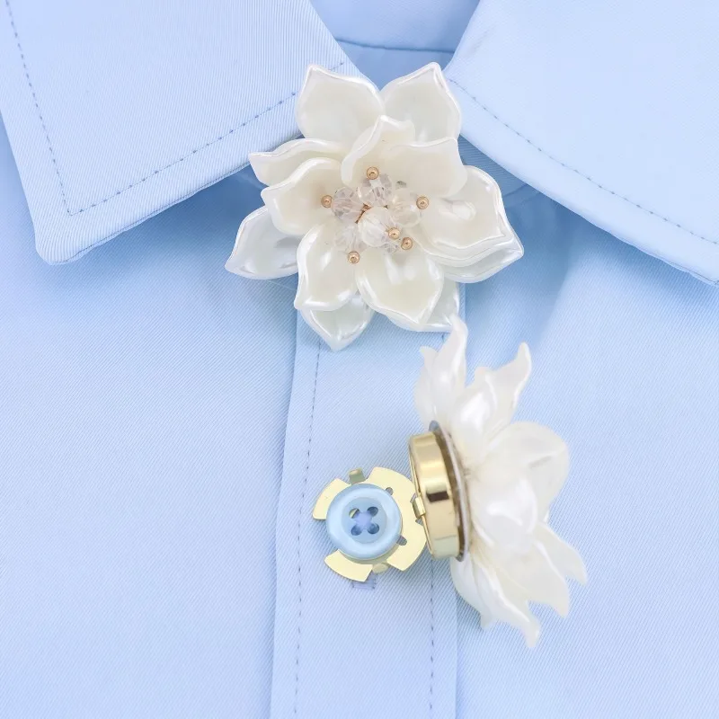 1pcs Simulated Camellia Cufflinks Fragmented Petals Collar Buckles Shirts Clothing Accessories No Sewing Buckles