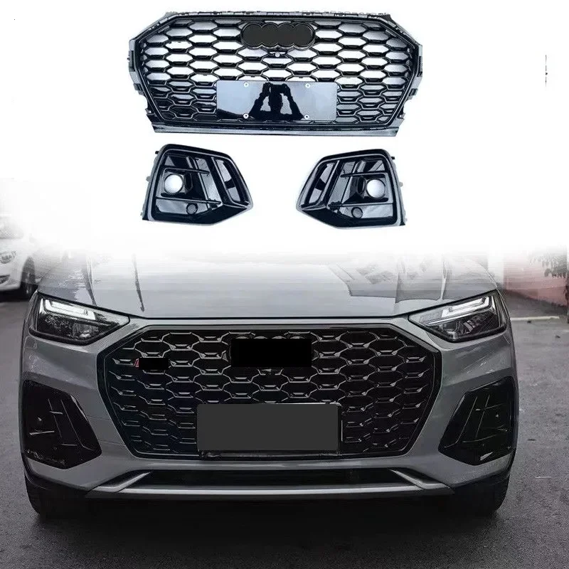 

New！ For Audi Q5 upgraded SQ5 glossy black front bumper honeycomb mesh grille body modification accessories 2021 2022