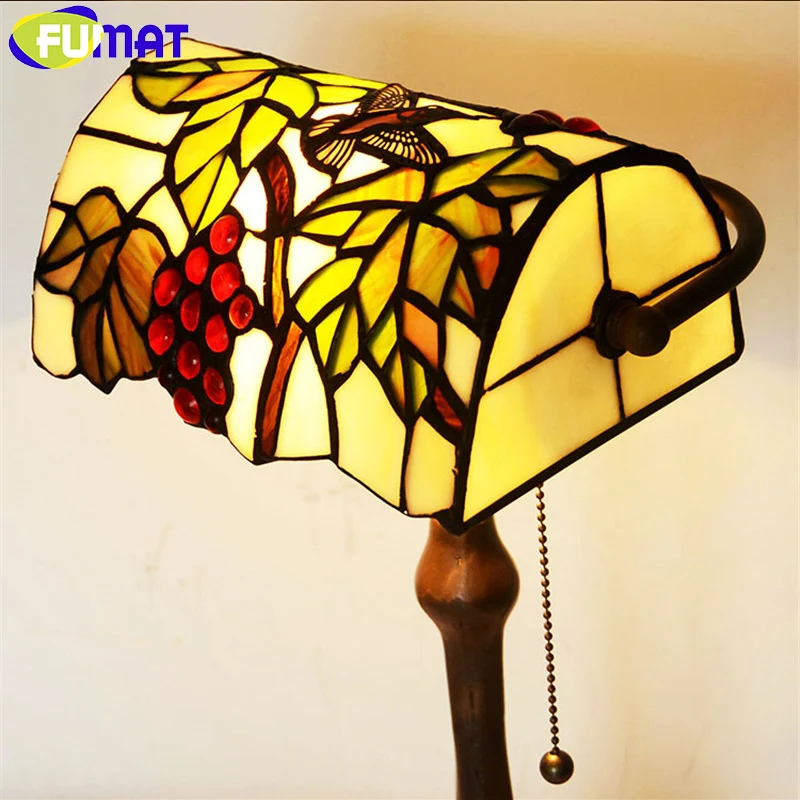 FUMAT Stained Glass Table Lamp Grape Lampshade Classic Lamp Decor Brief Lightings For Living Room Lamp Bedside Table Lights