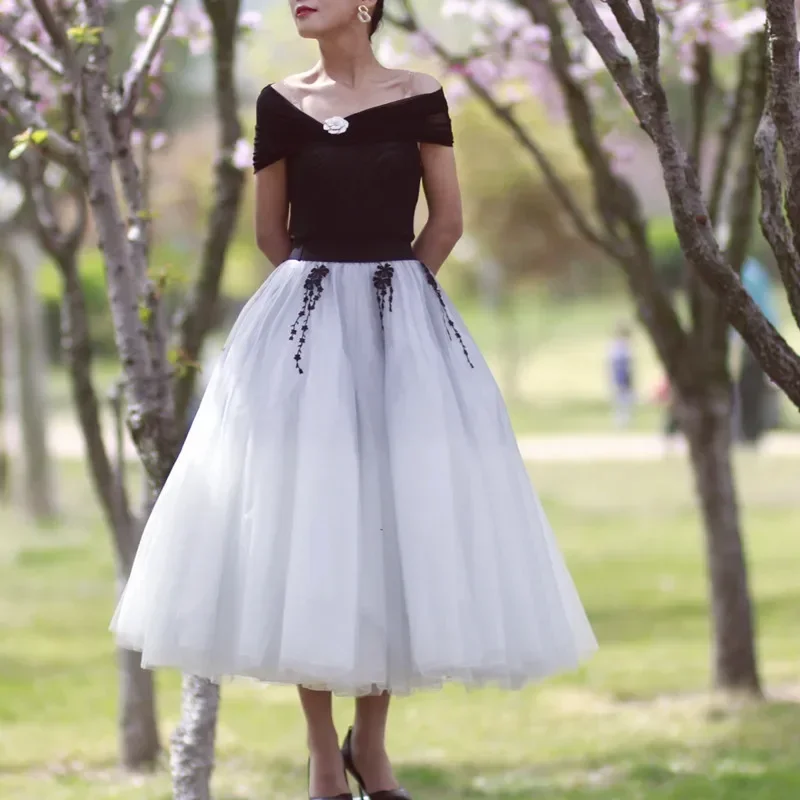 

New princess style retro high waist thin puffy gauze skirt style thin cover meat