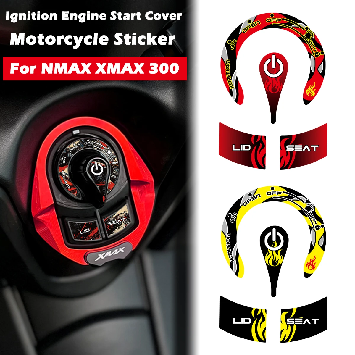 For YAMAHA NMAX XMAX 300 Nmax Xmax Motorcycle Ignition Engine Start Cover Reflective Stickers Moto Key Hole Decals Accessories