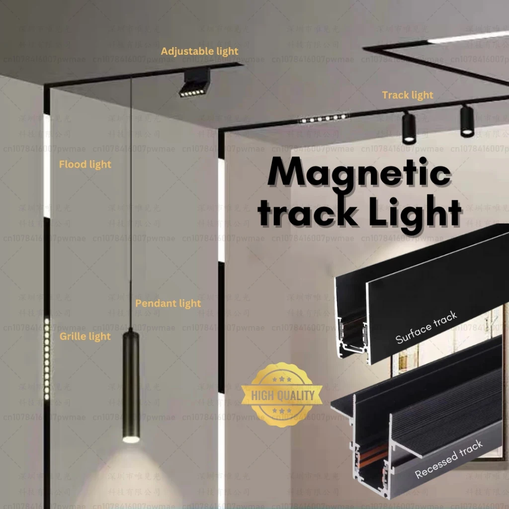 Modern Magnetic Track Light Ceiling Lamp Embedded Spotlight Floodlight, Livingroom Lighting Magnetic Rail Indoor Lighting System