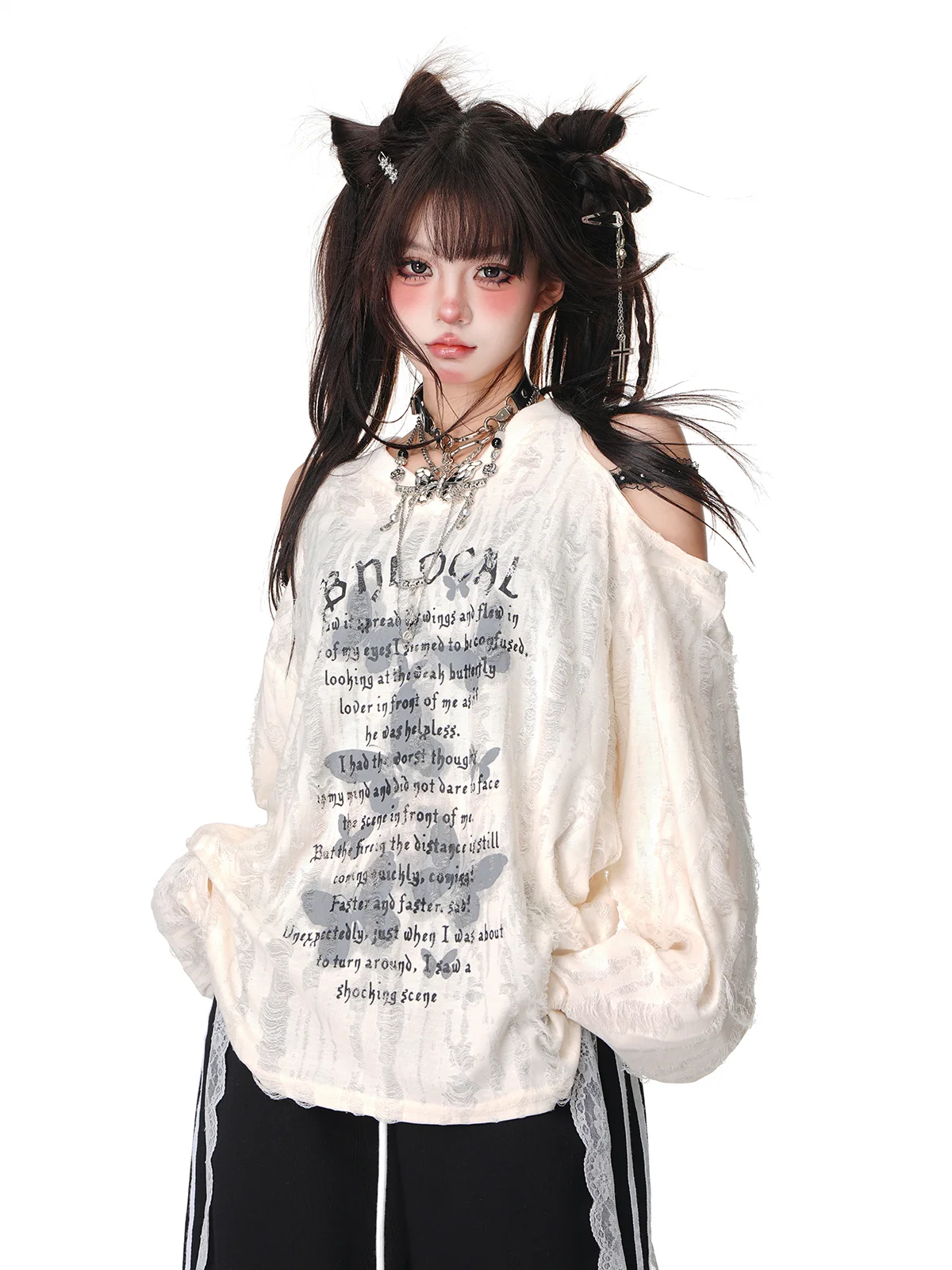 High Quality Hot Selling Wholesale Off Shoulder Knitted Sweater Women's Gray Y2k Top Spicy Girl T-shirt Kawaii Clothes Harajuku