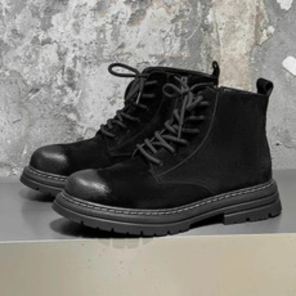 

Warm Winter Men Boots Genuine Leather Rubber Ankle Boots Men Outdoor Winter Work Shoes Military Fur Snow Boots for Men