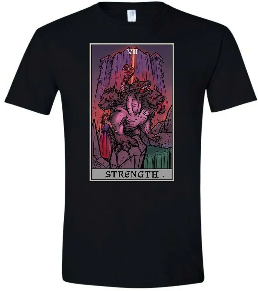 Strength Tarot Card Shirt Pagan Witch Shirt Wiccan T Shirts Cerberus Persephone  High Quality 100%Cotton Short Sleeve