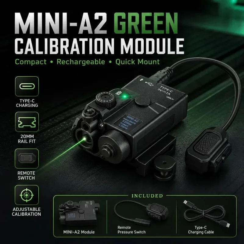 Fine‑Tunable Up‑Down Left‑Right MINI‑A2 Green Light Indicator, Rail‑Mounted Leisure Hobby Decor Part