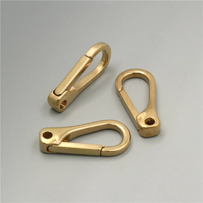 1pcs 43mm Pure Brass Curtain Clasp Split Key Ring Hook Chain Loop Key Ring Keychain Strap Wallet Bag Leathercraft Belt Hooks