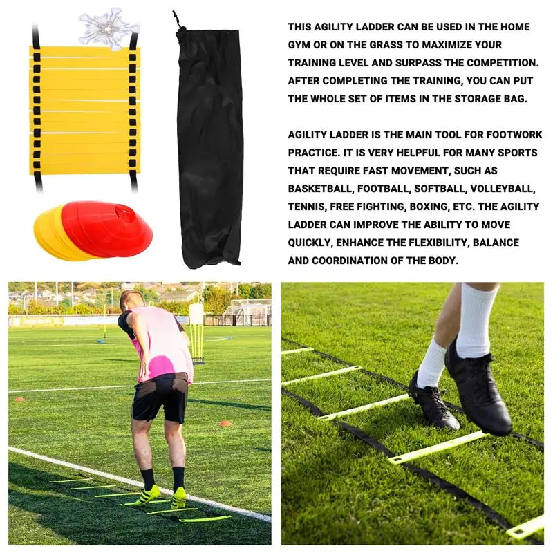 

Sports Speed Agility Training Set 10 Disc Cones And Agility Ladder For Football Basketball Rugby Track