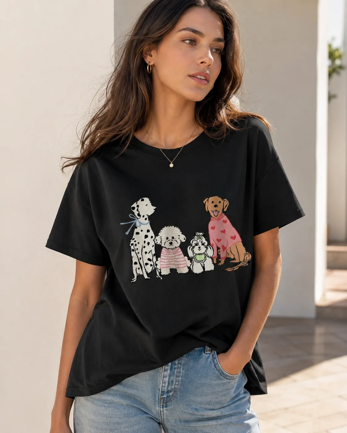 Women Cotton T-shirt Round Neck Short Sleeved Fashionable Printed Summer New Rose Slim Fit and Comfortable Top with Folded Edges