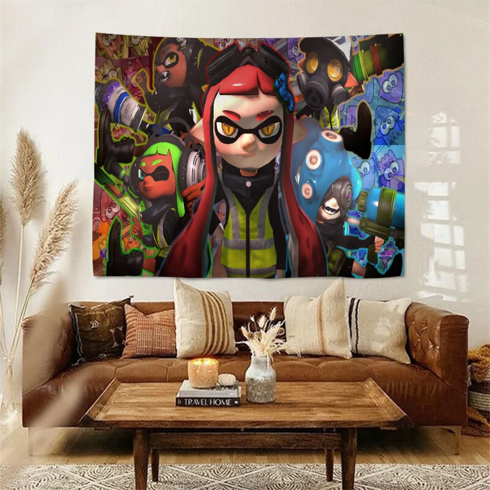 S-Splatoon Chart Tapestry Art Science Fiction Room Home Decor Cheap Hippie Wall Hanging