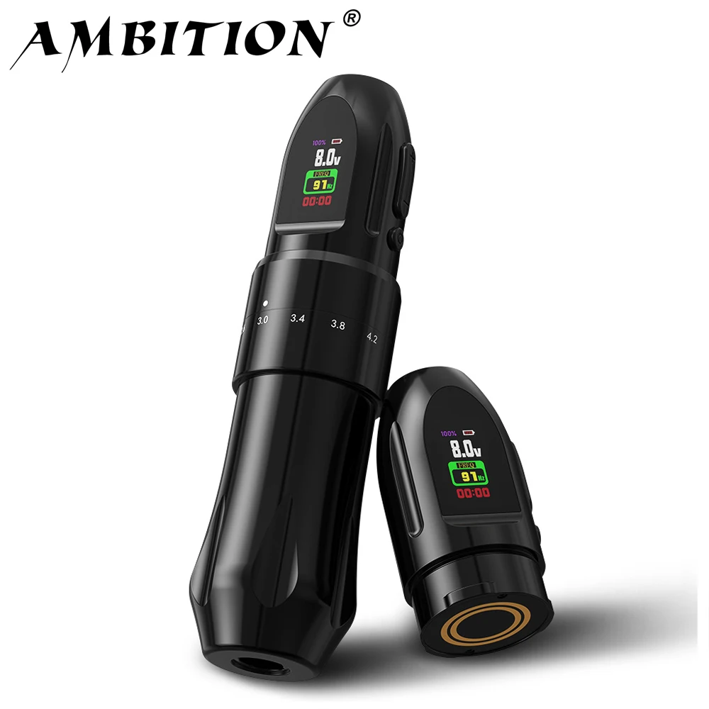 

Ambition Boxster Adjustable Wireless Tattoo Machine Pen 2.0-4.2mm Battery 2400mAh For Dotwork Tattoo Makeup Microplasty Tattoo