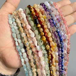 Natural 6-8mm Nugget Gemstones Beads Irregular Loose Crystal Lapis Amethysts Garnet Diy Jewelry Beads Accessories For Making