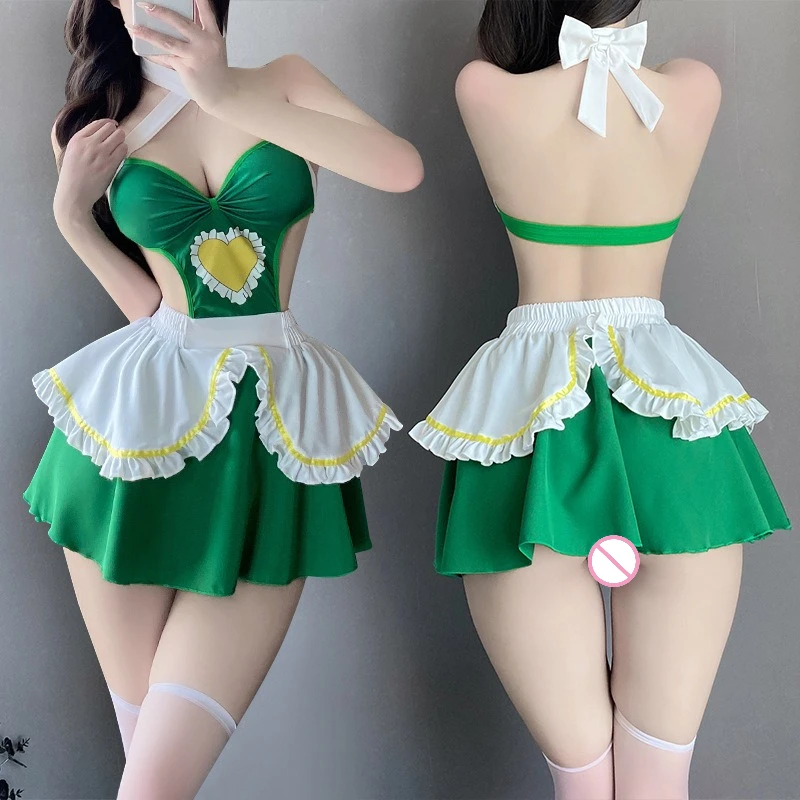 

Women Lingerie Exotic Sets Home Sleeping Nightwear Backless Waitress Dress Apron Lolita Maid Cosplay Role Play Uniform