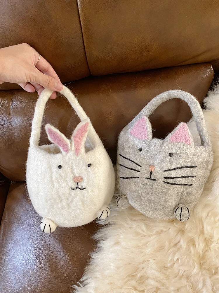 

Высококачественная войлочная сумка-кролик ручной работы для детей, милая мультяшная сумка-тоут в молодежном стиле для девочек, на каждый день