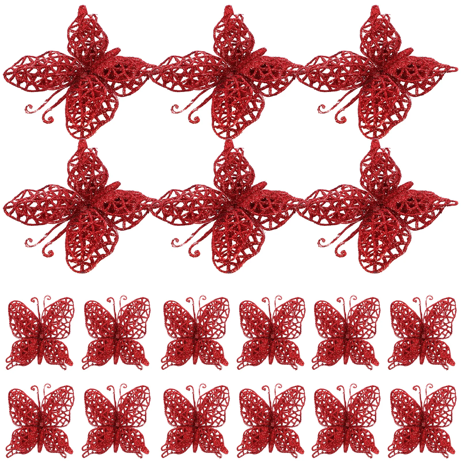 

24 Pcs Christmas Tree Butterfly naments Glitter Gold Artificial Decor for DIY Wreaths Holiday Sprinkled Bright Lifelike Home