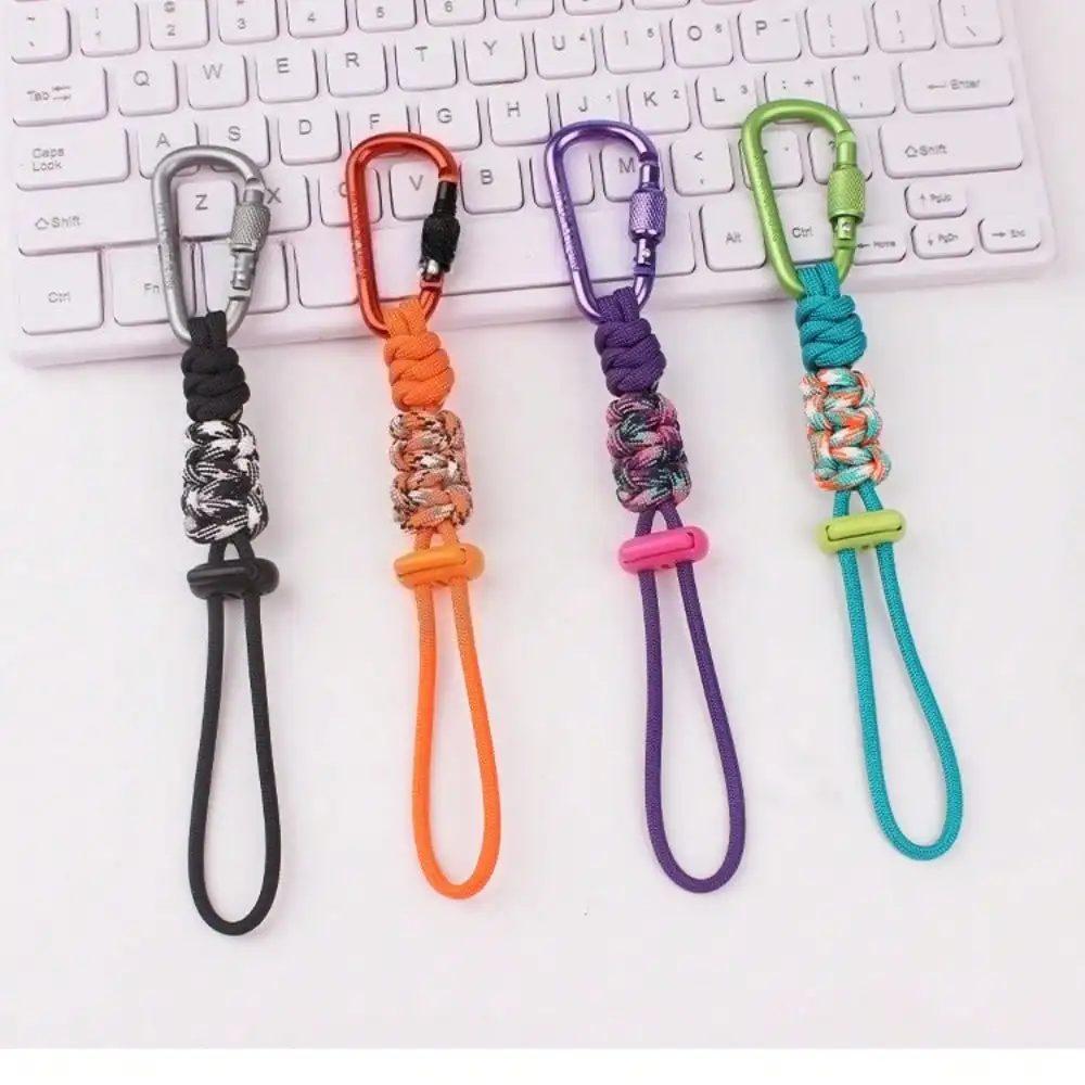 Llavero tejido con paracord, accesorio para mochila de exterior, clip para botella, disponible en varios colores (negro, morado, naranja, verde), adecuado para senderismo, camping, trekking, montañismo, uso multipropósito, clip para botella 4W7X