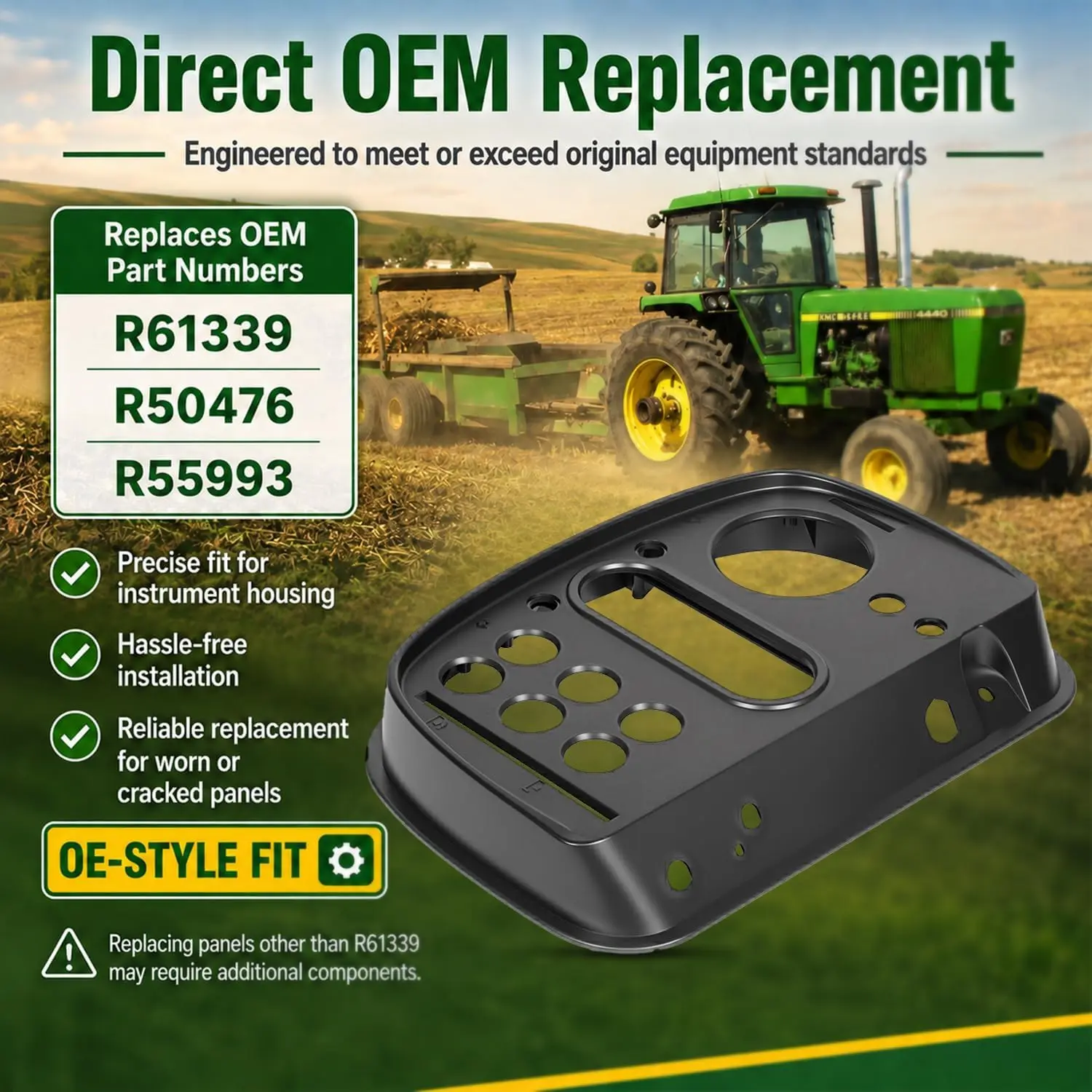 Instrument Dash Panel Fits John Deere 2WD Tractors 4030 4040 4230 4240 4430 4440 4630 4640 4840 8430 8630 - For Tilt Telescopic